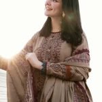Heavy Embroidered Dhanak 3-Piece Suit with Heavy Embroidered Shawl
