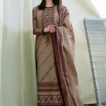 Heavy Embroidered Dhanak 3-Piece Suit with Heavy Embroidered Shawl