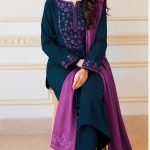 Embroidered Neckline Dhanak 3-Piece Suit with Embroidered Shawl