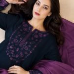 Embroidered Neckline Dhanak 3-Piece Suit with Embroidered Shawl