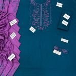 Embroidered Neckline Dhanak 3-Piece Suit with Embroidered Shawl
