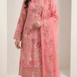 Embroidered Lawn 3-Piece Suit with Embroidered Chiffon Dupatta