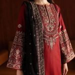 Heavy Sequence Embroidered Lawn 3-Piece Suit with Bamber Chiffon Dupatta