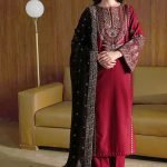 Heavy Sequence Embroidered Lawn 3-Piece Suit with Bamber Chiffon Dupatta