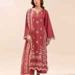 Floral Embroidered Dhanak 3-Piece Suit with Warm Wool Shawl