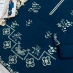 Fine Embroidered Dhanak 3-Piece Suit with Printed Wool Shawl