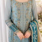 Embroidered Chiffon 3-Piece Suit with Ready-to-Wear Net Dupatta
