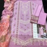 Chikankari Embroidered Lawn 3-Piece Suit with Printed Diamond Dupatta
