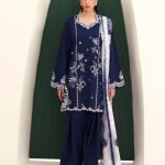 Cross Stitch Embroidered Dhanak 3-Piece Suit with Digital Shawl