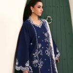 Cross Stitch Embroidered Dhanak 3-Piece Suit with Digital Shawl