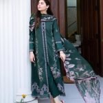Heavy Embroidered Border Dhanak 3-Piece Suit with Digital Printed Shawl