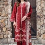Embroidered Front Dhanak 3-Piece Suit with Digital Printed Shawl