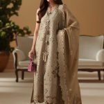Laser Cutwork & Chikankari Lawn 3-Piece Suit with Khaddi Net Dupatta