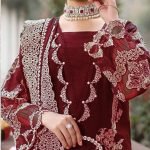 Embroidered Festive Lawn 3-Piece Suit with Ready-to-Wear Bamber Dupatta