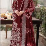 Embroidered Festive Lawn 3-Piece Suit with Ready-to-Wear Bamber Dupatta