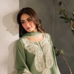 Premium Airjet Lawn 3-Piece Suit with Embroidered Bamber Chiffon Dupatta