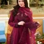 Sequence Embroidered Dhanak 3-Piece Suit with Heavy Embroidered Shawl