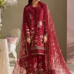 Heavy Embroidered Airjet Lawn 3-Piece Suit with Voile Printed Dupatta