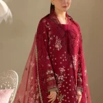 Heavy Embroidered Airjet Lawn 3-Piece Suit with Voile Printed Dupatta