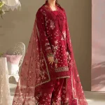 Heavy Embroidered Airjet Lawn 3-Piece Suit with Voile Printed Dupatta