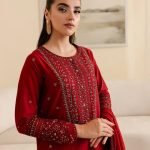 Multi-Head Embroidered Lawn 3-Piece Suit with Bamber Chiffon Dupatta