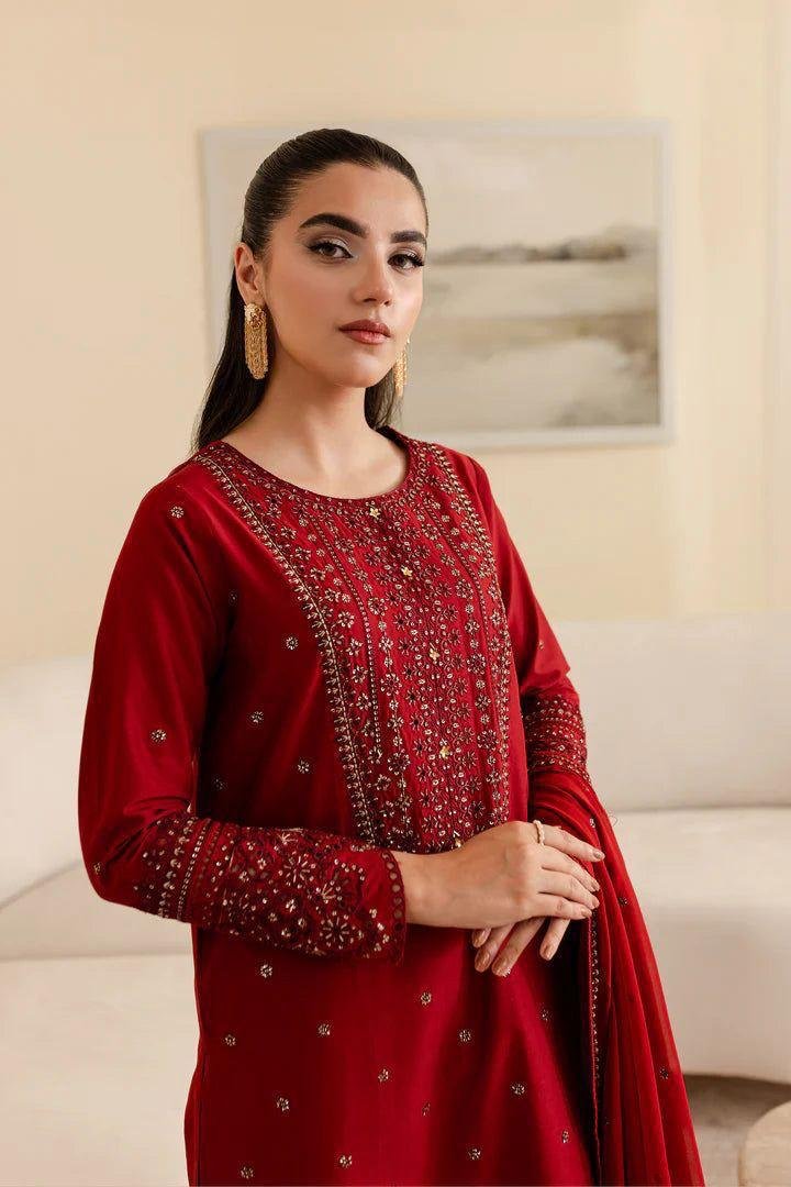 Multi-Head Embroidered Lawn 3-Piece Suit with Bamber Chiffon Dupatta