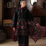 All-Over Embroidered Dhanak 3-Piece Suit with Digital Printed Shawl