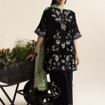 Classic Embroidered Dhanak 3-Piece Suit with Digital Printed Shawl