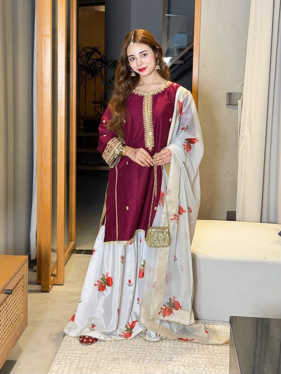 Digital Printed Silk 3-Piece Suit with Pure Silk Dupatta